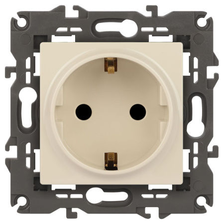 14-2102-02 ЭРА Розетка 2P+E Schuko со шторками, 16A-250В, IP20, Эра Elegance, сл.кость (10/100/3000)