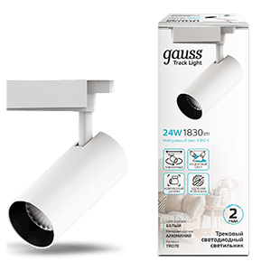 Светильник трековый Gauss цилиндр 24W 1830lm 4000K 180-240V IP20 65*210мм белый угол 24º LED 1/40