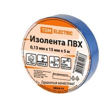 Изолента ПВХ 0,13х15мм Синяя 5м TDM