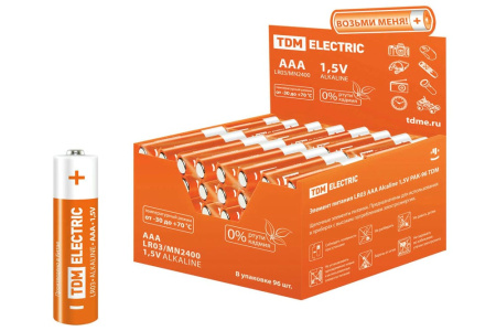 Элемент питания щелочной LR03 AAA Alkaline 1,5V PAK-96 TDM