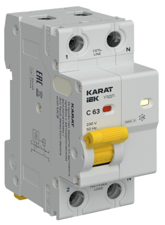 KARAT УЗДП c авт. выкл. 1P+N C 63A IEK