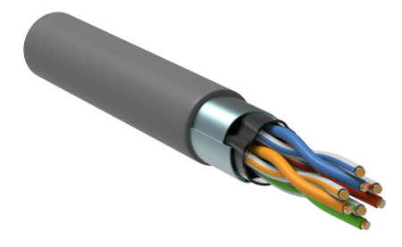 ITK Кабель связи витая пара F/UTP, кат.5E 4x2х24AWG solid, PVC, 305м, серый