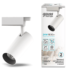 Светильник трековый Gauss цилиндр 24W 1830lm 4000K 180-220V IP20 65*206мм белый линза 36º LED 1/40