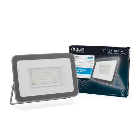 Прожектор Gauss Qplus 50W 4250lm 6500K 200-240V IP65 графитовый LED 1/10