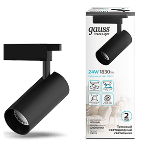 Светильник трековый Gauss цилиндр 24W 1830lm 4000K 180-240V IP20 65*210мм черный угол 24º LED 1/40