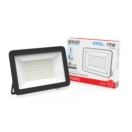 Прожектор Gauss Elementary 70W 4800lm 6500К 175-265V IP65 PROMO черный LED 1/10