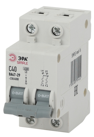 Автоматический выключатель ЭРА SIMPLE SIMPLE-mod-16 2P 40А (C) 4,5кА ВА 47-29