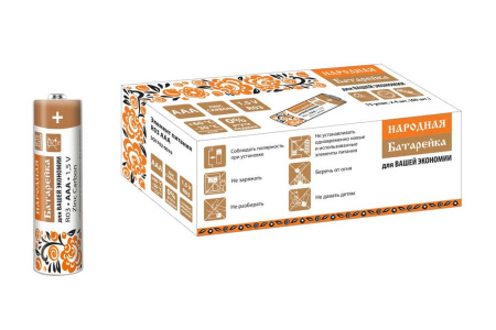 Элемент питания солевой R03 AAA Zinc Carbon 1,5V SH-4 Народный