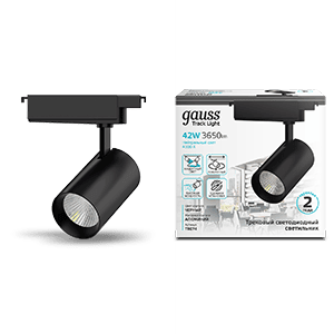 Светильник трековый Gauss цилиндр 42W 3650lm 4000K 180-240V IP20 90*240мм черный угол 24º LED 1/20